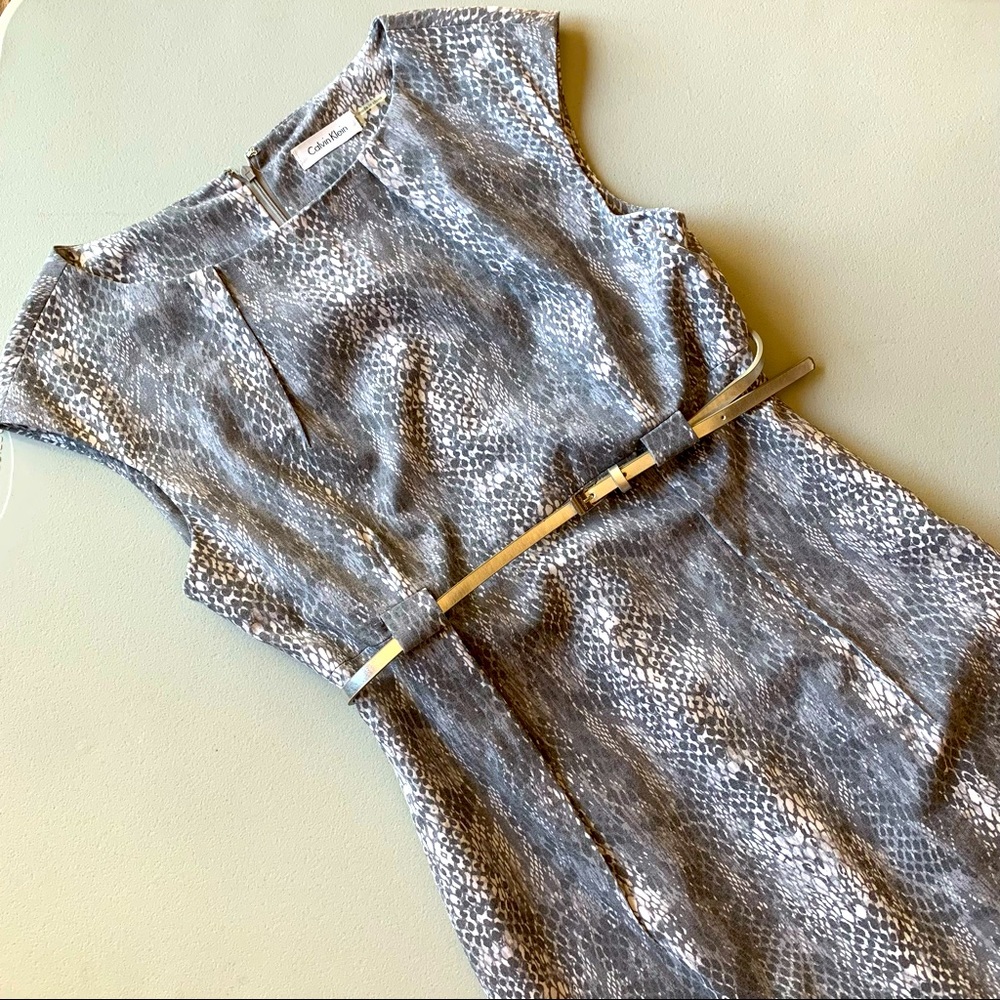 Calvin Klein Snakeskin Mid length dress NWT